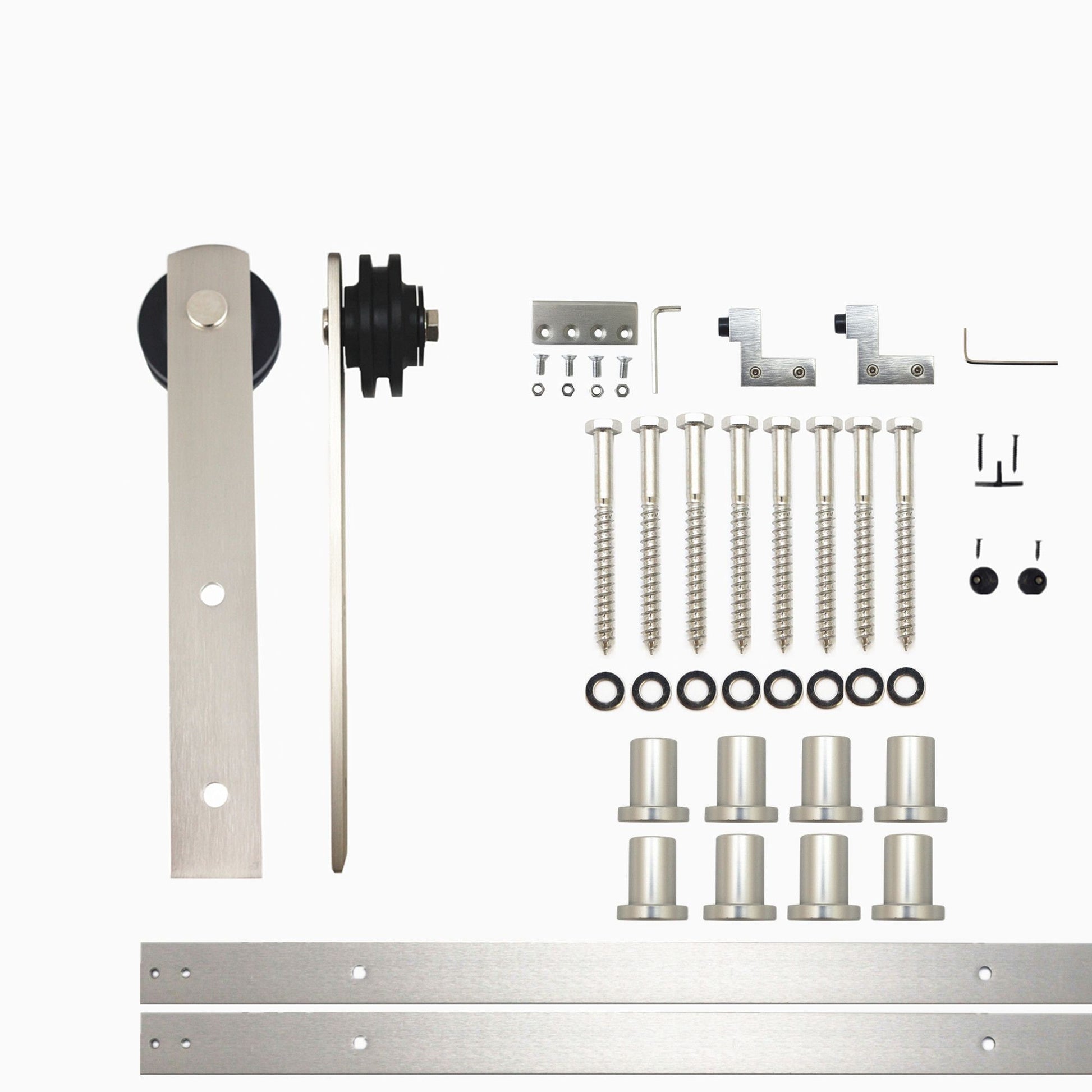 HOMACER 132-in Brushed Nickel Indoor I-strap Single Barn Door Hardware Kit ZT1DNZ132C