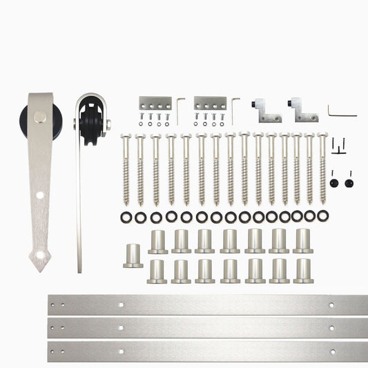HOMACER 216-in Brushed Nickel Indoor Arrow Single Barn Door Hardware Kit JT1DNZ216C