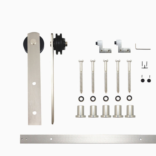 HOMACER 72-in Brushed Nickel Indoor I-strap Single Barn Door Hardware Kit ZT1DNZ072C