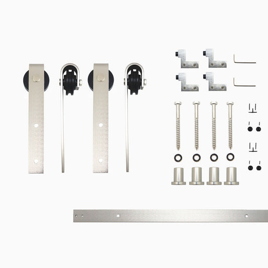 HOMACER 66-in Brushed Nickel Indoor J-strap Double Barn Door Hardware Kit YT2DNZ066C