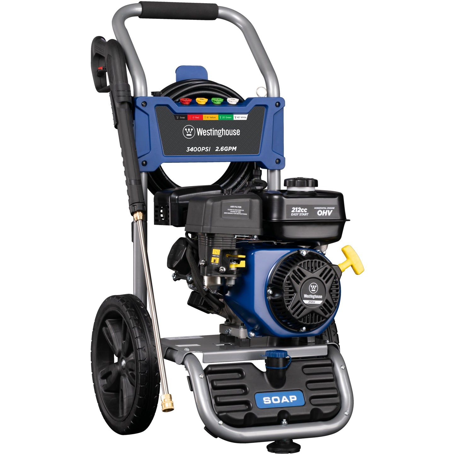 Westinghouse WPX3400 5 Nozzles + Soap Tank Included 3400 PSI 2.6-GPM Cold Water Gas Pressure Washer with 5 Spray Tips WPX3400