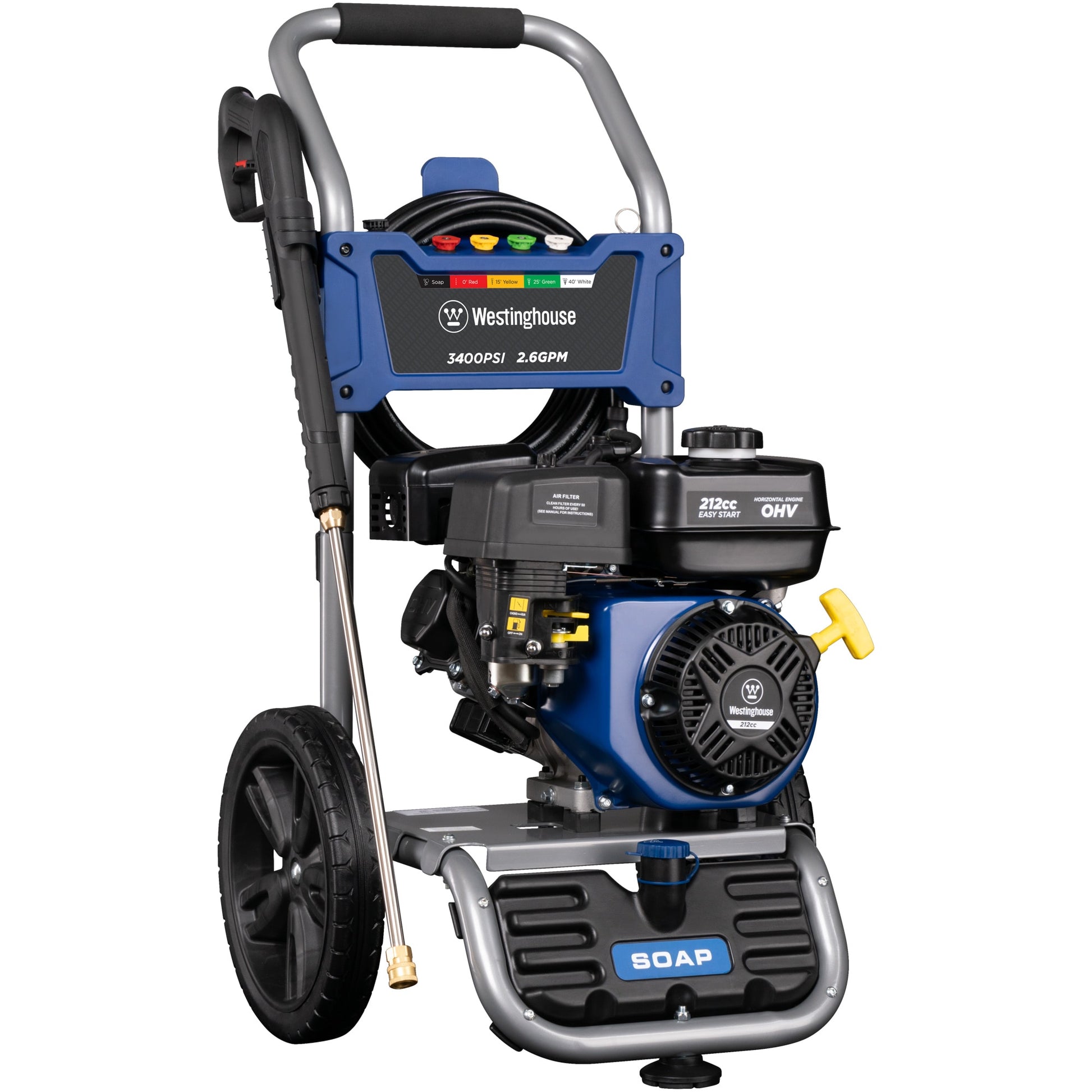 Westinghouse WPX3400 5 Nozzles + Soap Tank Included 3400 PSI 2.6-GPM Cold Water Gas Pressure Washer with 5 Spray Tips WPX3400