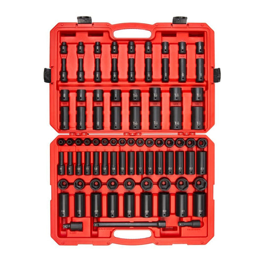 TEKTON 87-Piece Standard (SAE) and Metric Combination 1/2-in Drive Set 6-point Impact Socket Set SID92407