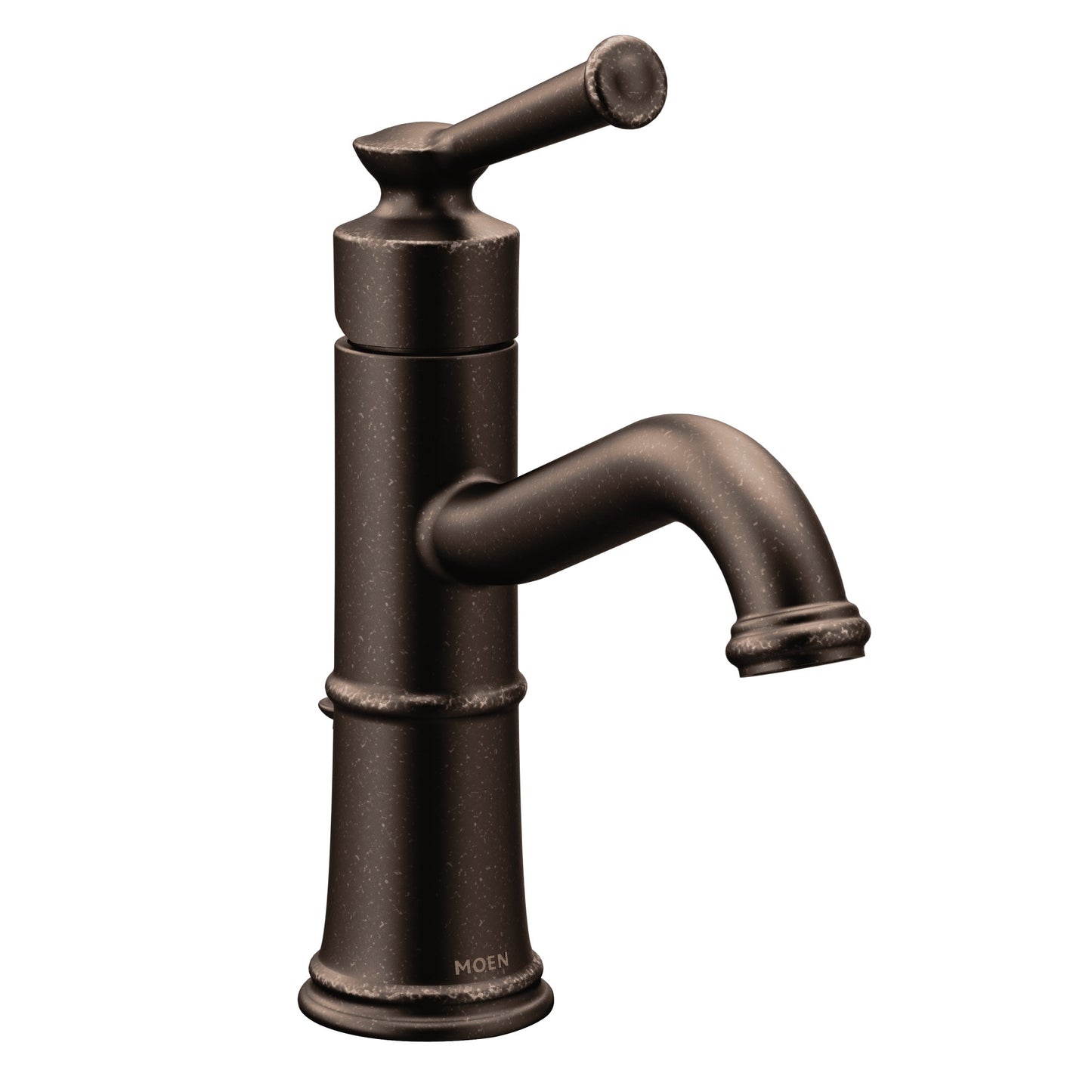 Moen Belfield Oil Rubbed Bronze Single hole 1-handle WaterSense Low-arc Commercial/Residential Handle Bathroom Sink Faucet with Drain with Deck Plate