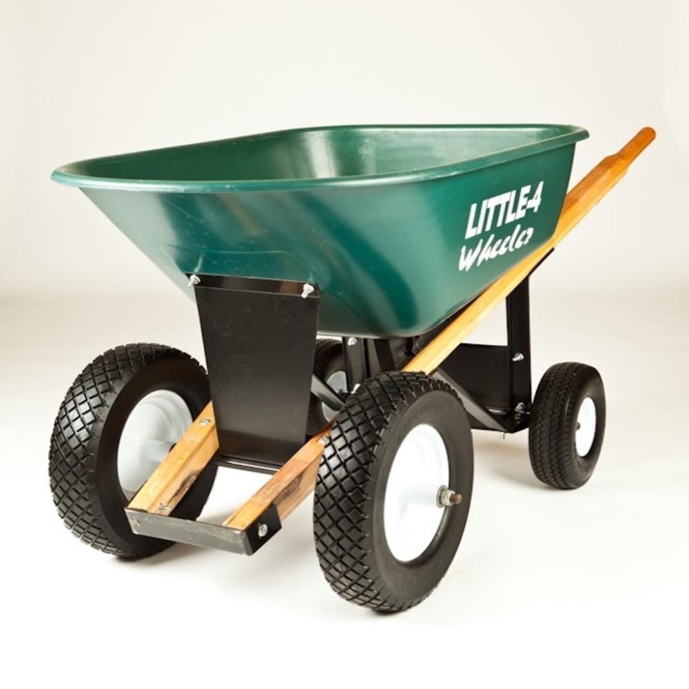 Big 4 Wheeler 6 Cu. Ft. Green Poly Yard Cart with 4 Wheels - Heavy Duty and Stable for High-Weight Loads B4W-6