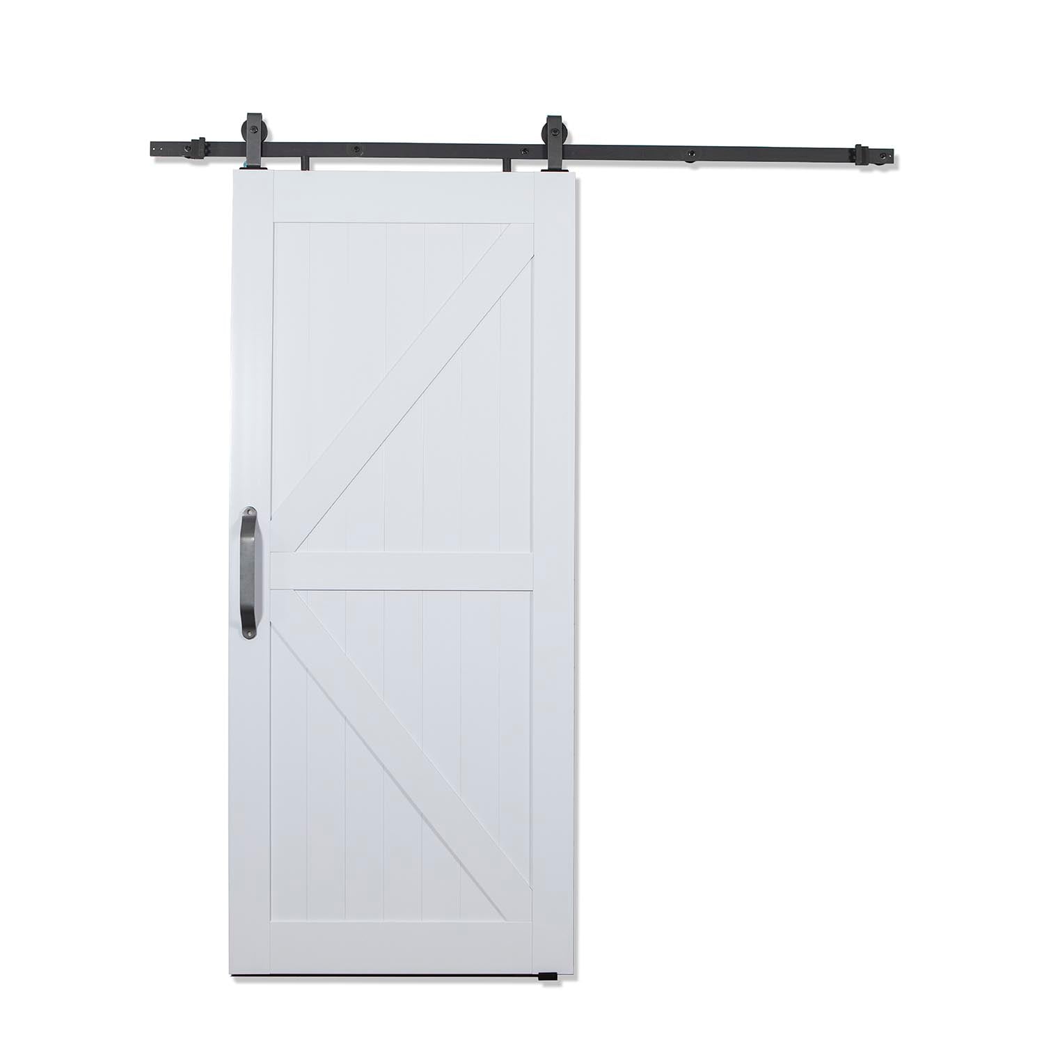 Pinecroft 42-in x 84-in White PVC Solid core Single Barn Door (Hardware Included)