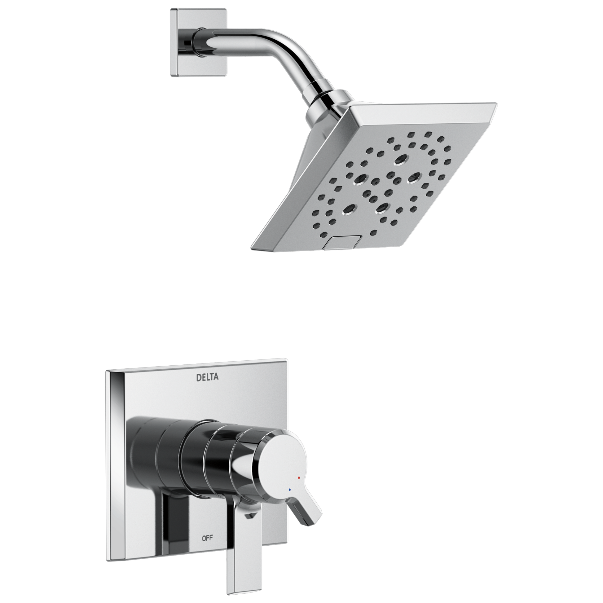 Delta Pivotal Lumicoat Chrome 2-handle Multi-function 5.75-in Square Shower Faucet