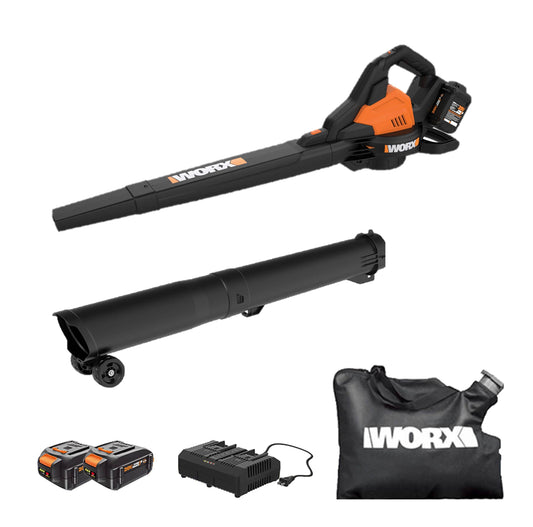 WORX Power Share 40-volt 350-CFM 120-MPH Battery Handheld Leaf Blower 4 Ah (Battery and Charger Included) WG583
