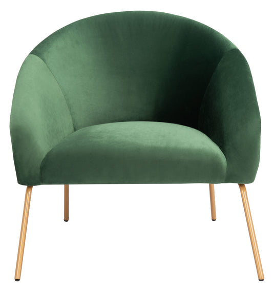 Safavieh Mandi Modern Green/Gold Velvet Barrel Chair