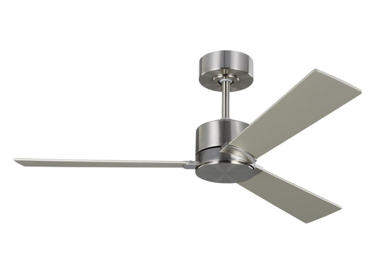 Generation Lighting Rozzen 44-in Brushed Steel with Silver/American Walnut reversible blades Blades Propeller Ceiling Fan Light Kit Compatible - Remote Included ( 3 -Blade )