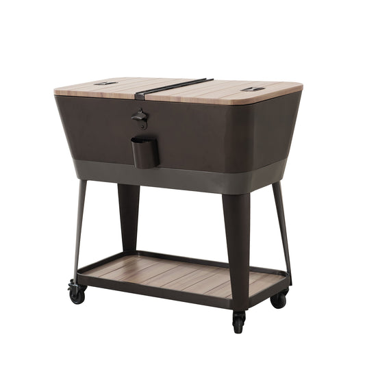 Sunjoy Deep Silver 80-Quart Wheeled Insulated Cart Cooler A601004820