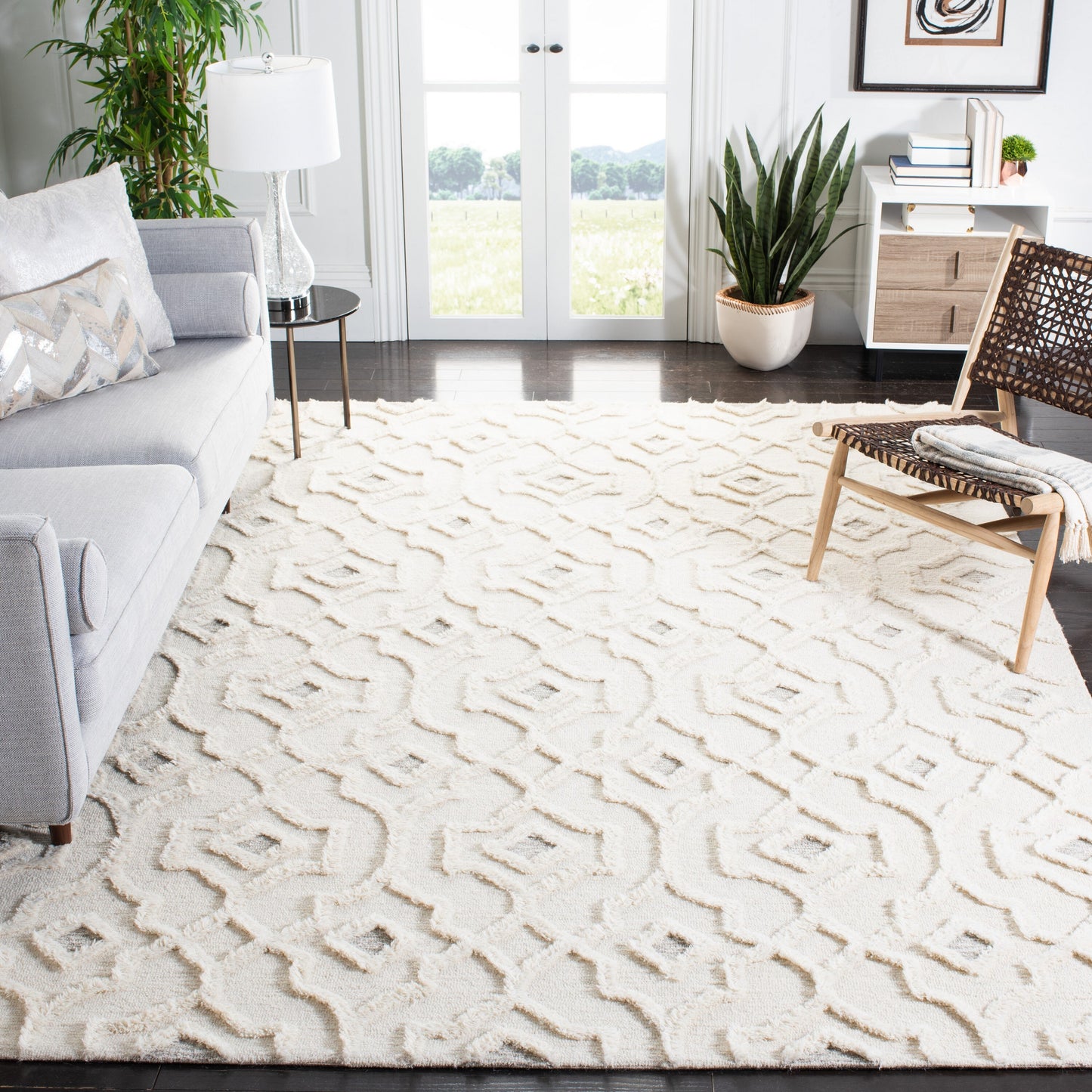 Safavieh Casablanca Pansela 8 x 10 (ft) Tufted Wool Ivory Rectangular Indoor Abstract Farmhouse/Cottage Area rug