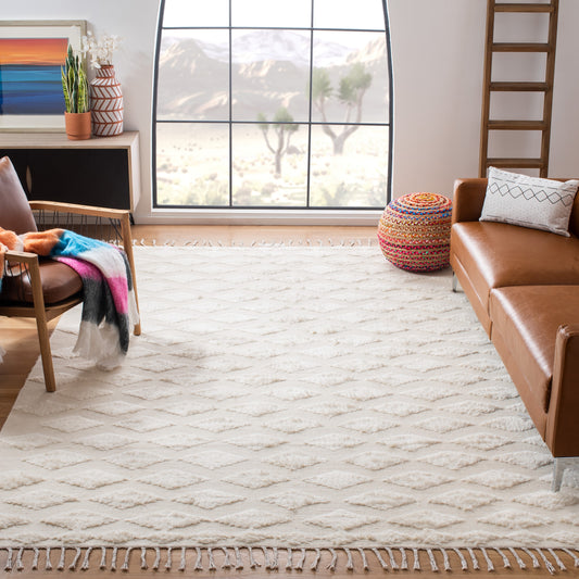 Safavieh Casablanca Nassjo 8 x 10 (ft) Wool Ivory Rectangular Indoor Geometric Moroccan Area rug