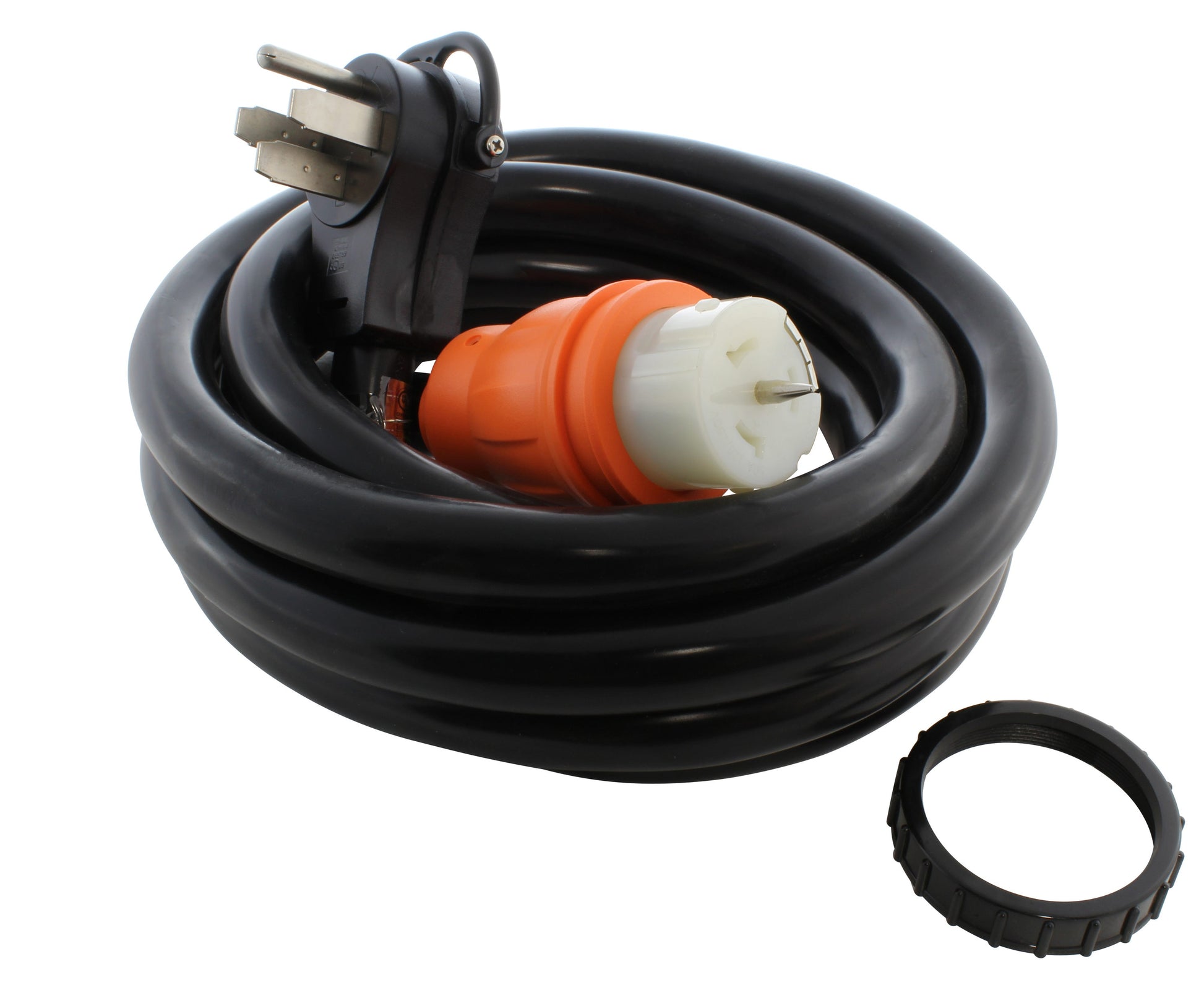 AC WORKS 15ft NEMA 14-50P to CS6364 15-ft 6/4 4-Prong Black Indoor/Outdoor STW Heavy Duty Appliance Extension Cord TE1450-015