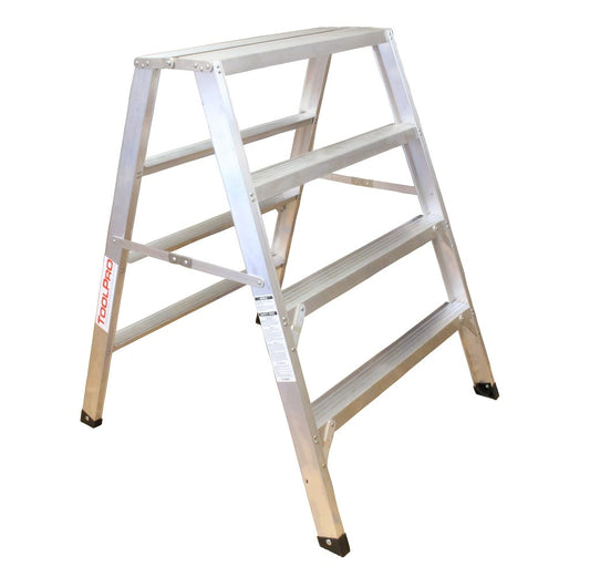 ToolPro 4 ft. Aluminum Flat-Top Sawhorse 4-ft Aluminum Type 1A-300-lb Load Capacity Step Ladder TP20324