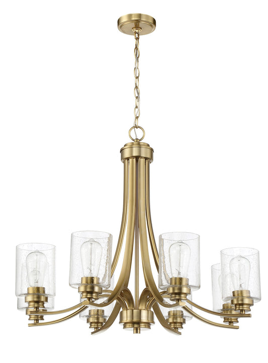 Craftmade Bolden 8 -Light Satin Brass Transitional For Use in Bedrooms, Dining Rooms, Foyers, Kitchens, Living Rooms Chandelier 5069148