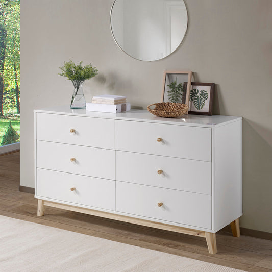 Alaterre Furniture Mod White Pine 6 -Drawer Standard dresser