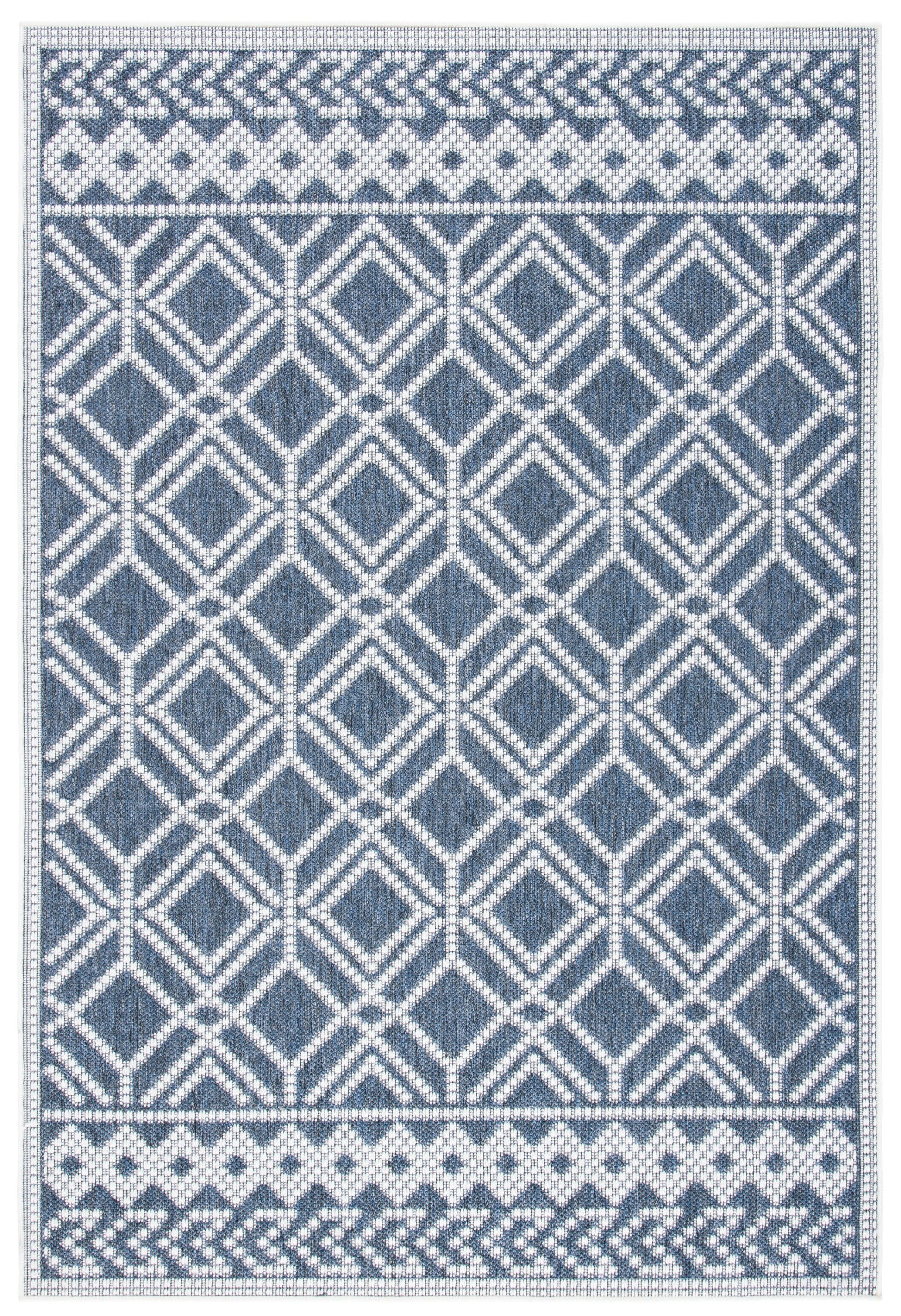 Safavieh Martha Stewart Indoor Outdoor Fulden 9 x 12 (ft) Loomed Polypropylene Gray/Ivory Rectangular Indoor/Outdoor Geometric Bohemian/Eclectic Wash with water Area rug