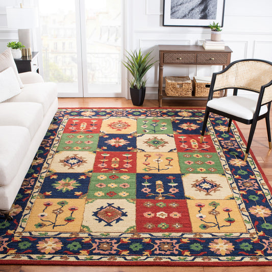 Safavieh Heritage Malti 9 x 12 (ft) Tufted Wool Green/Red Rectangular Indoor Floral/Botanical Farmhouse/Cottage Area rug