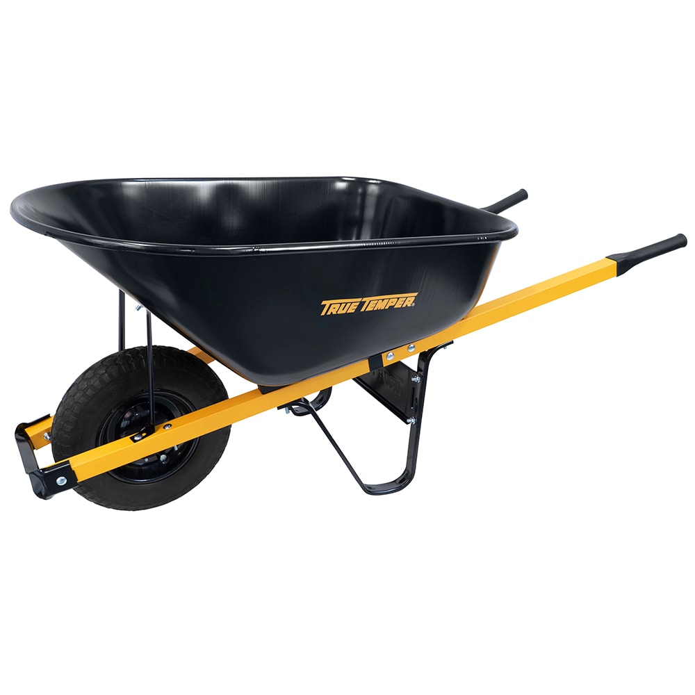True Temper 6-cu ft 1 Wheel Steel Push Wheelbarrow Flat-Free Tire R6STFFEC