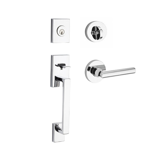 Baldwin Reserve Bright Chrome Single Deadbolt Keyed Entry Door Handleset with Tube Lever SCLAJXTUBCRR260