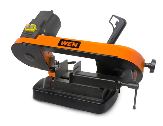 WEN Shop the WEN BA4555 5-Inch Metal-Cutting Benchtop Bandsaw - 120V Motor, 56-1/2-in Blade, Cast Iron Table - Perfect for Cutting Metal Pipes and Rectangular Materials - Black BA4555