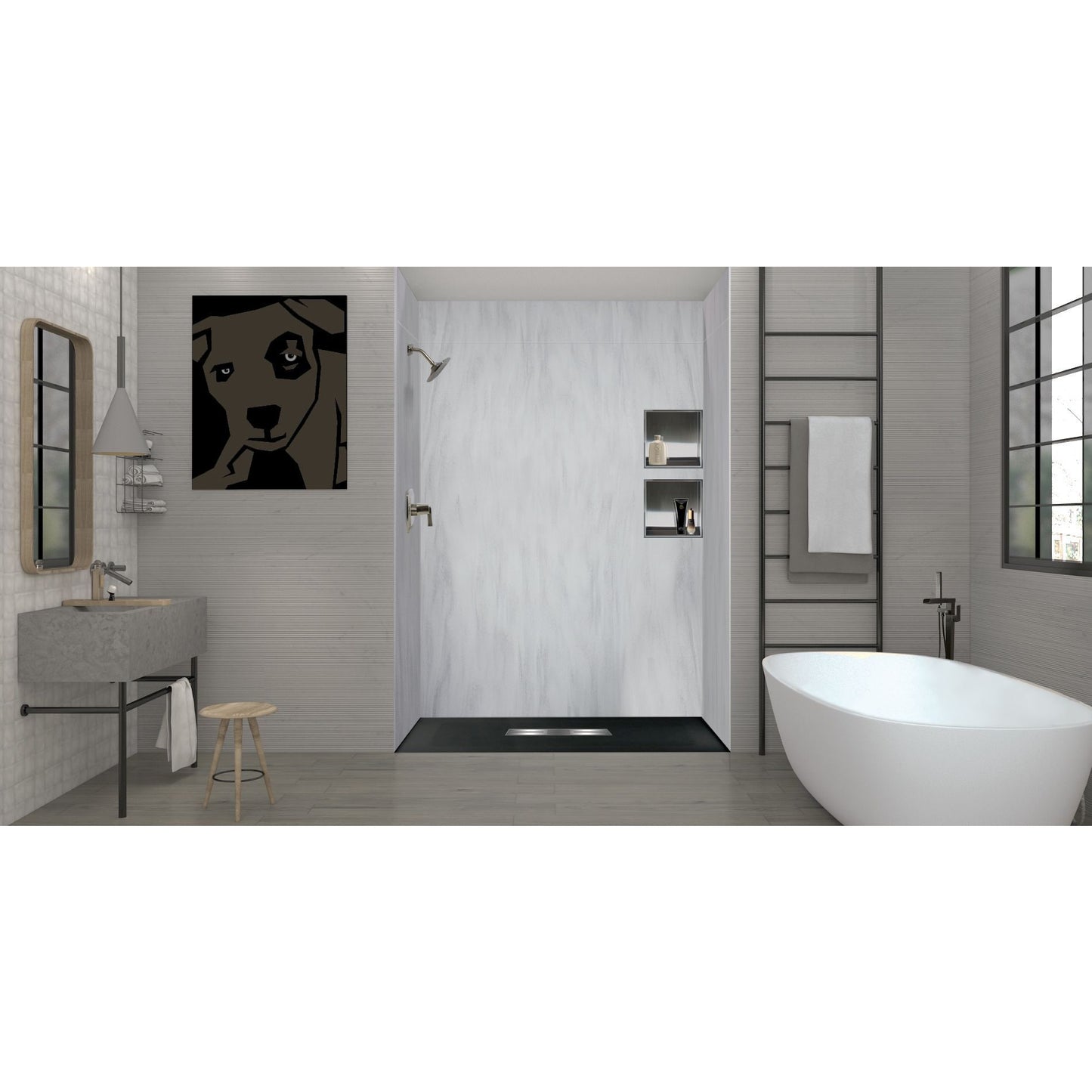 Transolid 31.5-in W x 60-in L Center Black Single Threshold Rectangle Shower Pan Base with 1-in H Threshold
