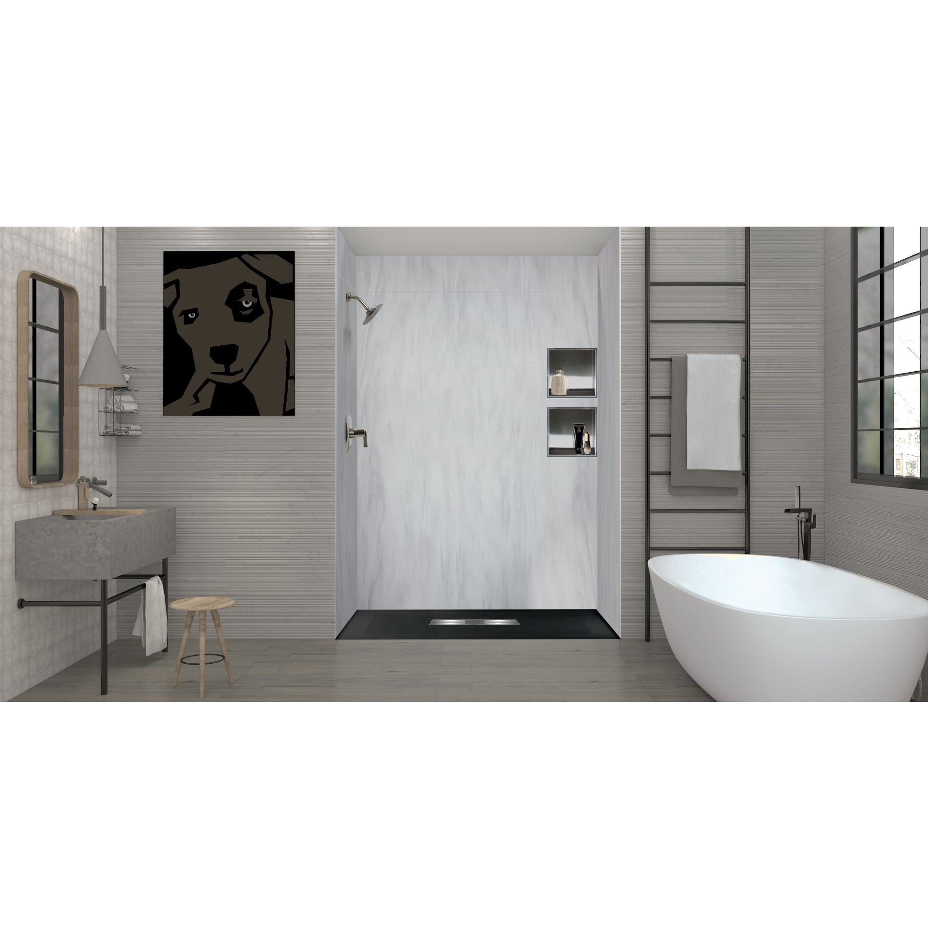 Transolid 31.5-in W x 60-in L Center Black Single Threshold Rectangle Shower Pan Base with 1-in H Threshold