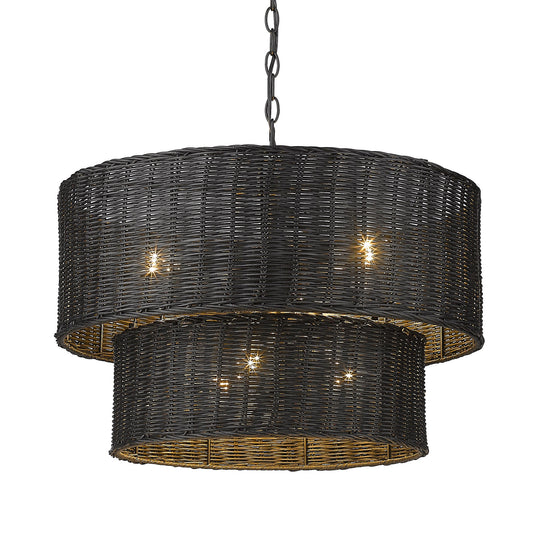 Golden Lighting Erma 6 -Light Matte Black Transitional For Use in Bedrooms, Foyers, Kitchens, Living Rooms Chandelier