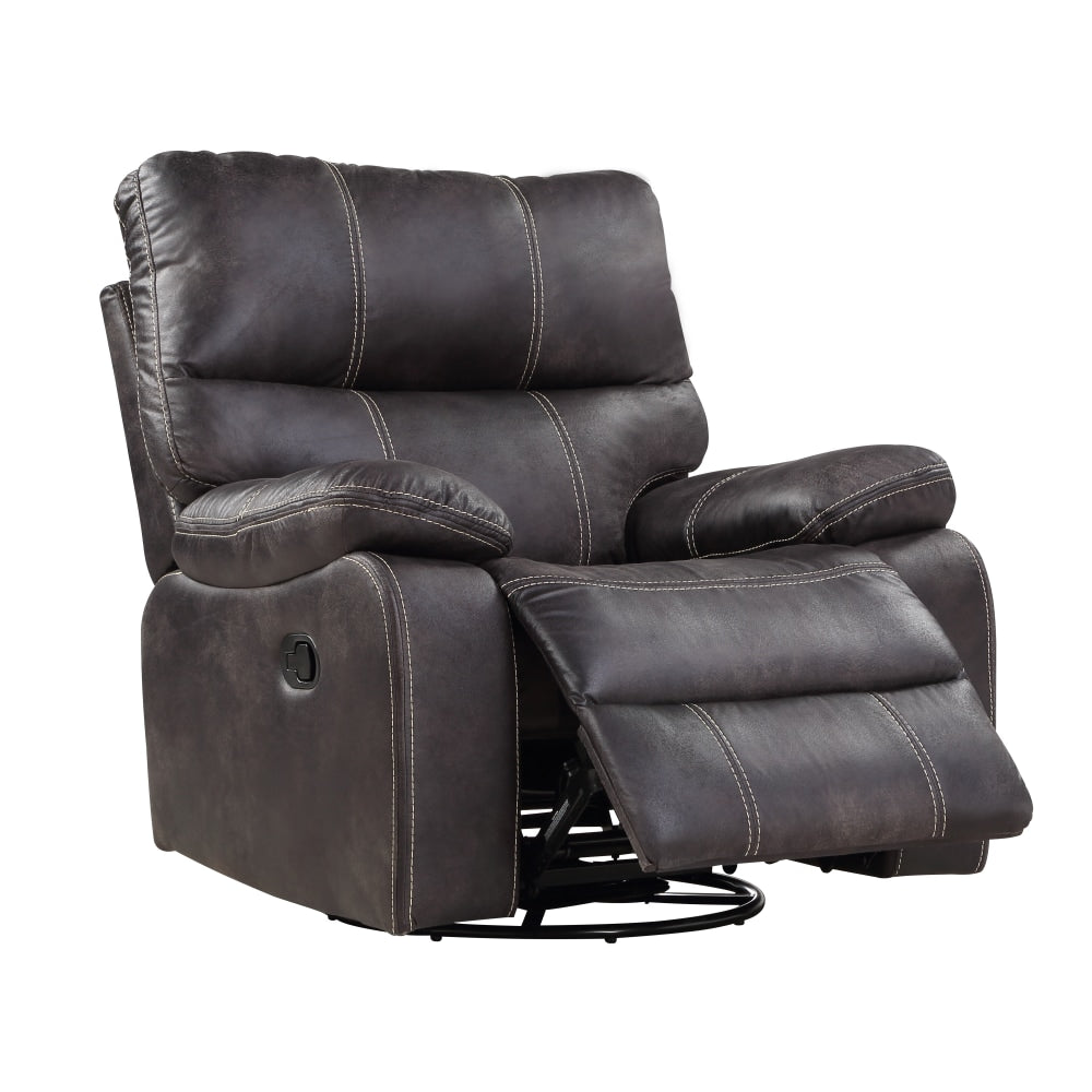 Lorino Home Kimberly Dark Graphite Polyester Upholstered Swivel Recliner