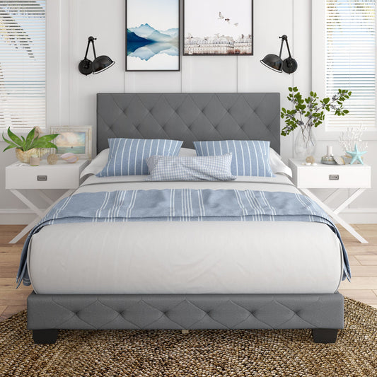 PerformaRest Queen Grey Platform Bed with Headboard