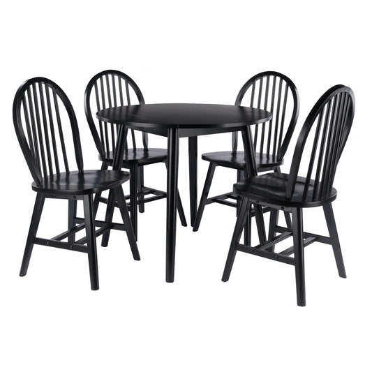 Winsome Wood Moreno Black Transitional Dining Room Set with Round Table ( Seats 4 )
