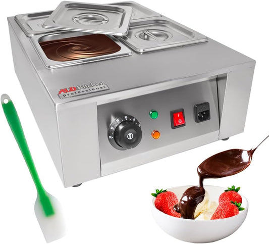 ALDKitchen Chocolate Melting Machine | 4 Tanks | Stainless Steel | Chocolate Fondue | 110V (4 Tanks)