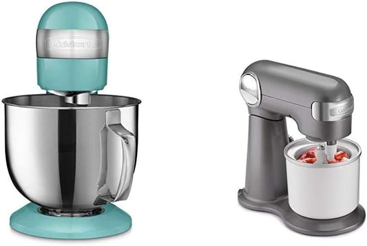 Cuisinart SM-50TQ 5.5 Quart Stand Mixer, Manual, Robbin's Egg and Fresh Fruit & Ice Cream Maker Attachment, White