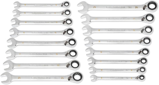 GEARWRENCH 16 Piece 90-Tooth 12 Point Metric Reversible Ratcheting Wrench Set | 86629