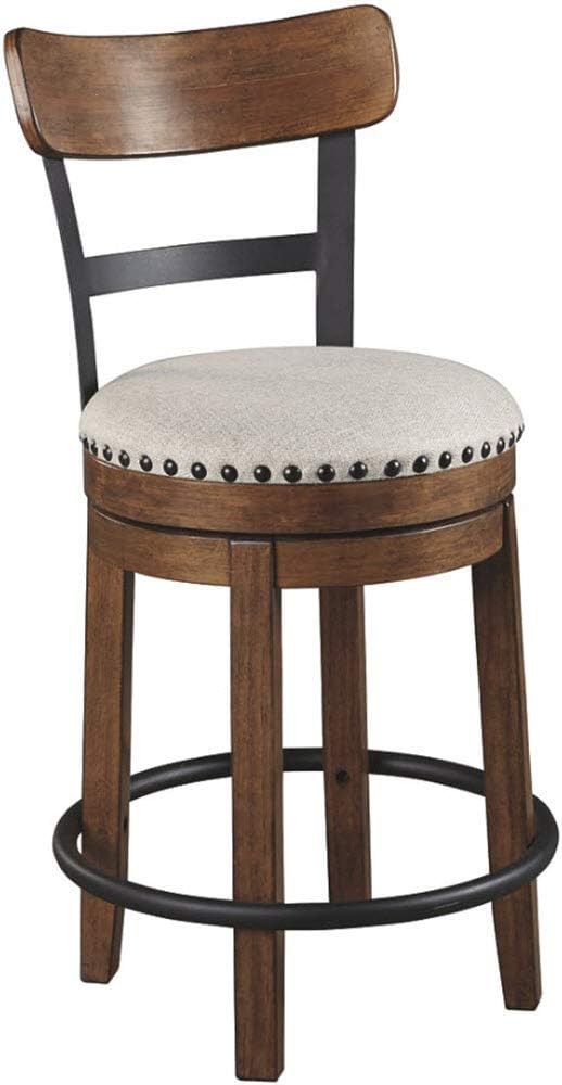 Signature Design by Ashley Valebeck Rustic Farmhouse 24.5\u201D Counter Height Swivel Bar Stool, Brown