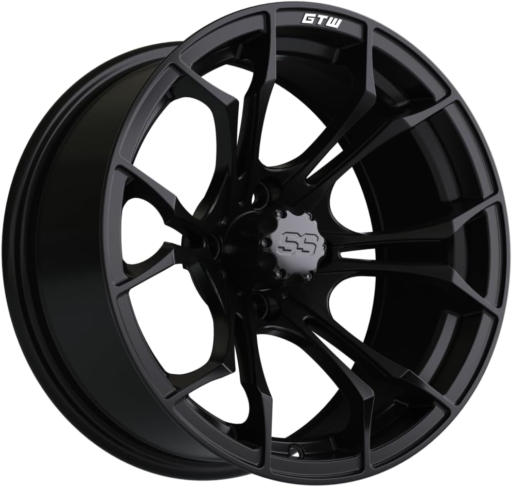 GTW Spyder 15 Inch Aluminum Golf Cart Wheel 15x7 | 4-4 Bolt | 3:4 Offset (Matte Black)