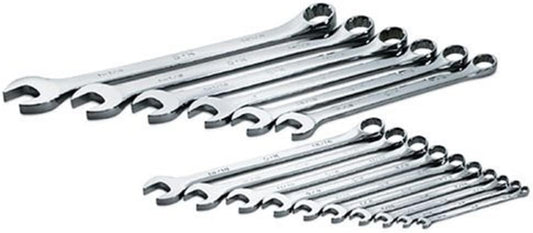 SK Tools USA 16 Piece, Long Pattern, 12 Point, SAE SuperKrome® Combination Wrench Set: 1/4" - 1-1/4" | 86018