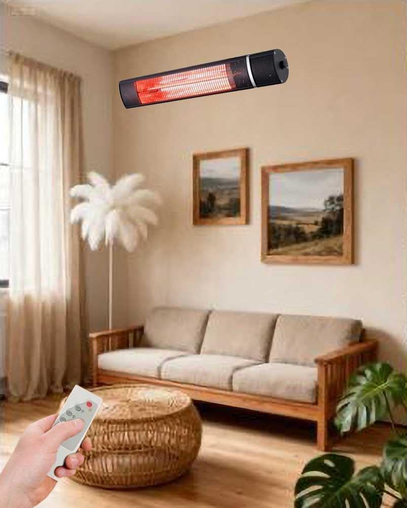 XIUCAI Wall Mounted Indoor Outdoor Electric Heater, IP65 Waterproof Graphene Patio Heater with Remote for Home Living Room Bedroom Office Garage Porch,Eu 220v\/2000w