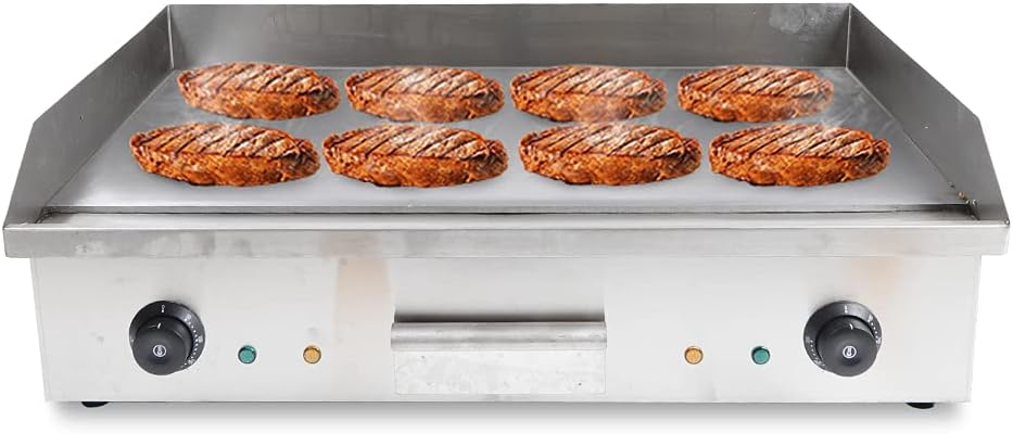 Electric Griddle Commercial Cooktop CounterTop Electric Griddle Flat Top Grill Temperature Adjustable for Home and Commercial Use