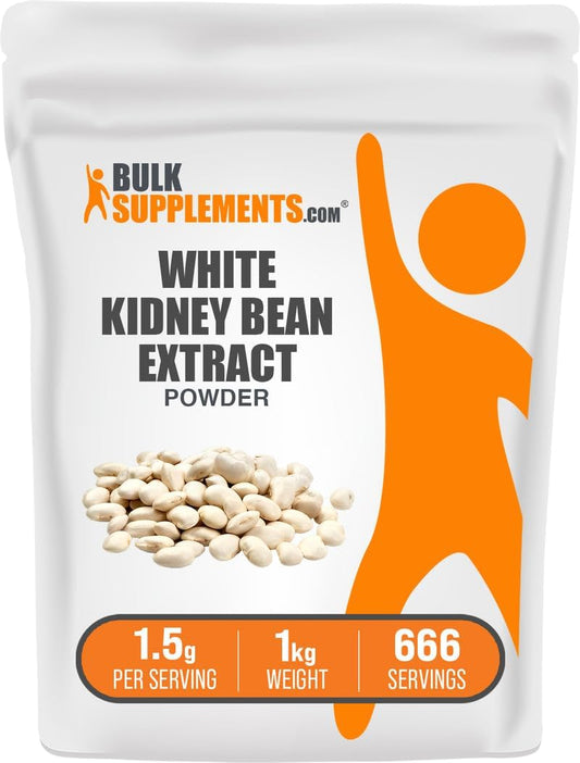 BulkSupplements.com White Kidney Bean Extract Powder - White Kidney Bean Powder - Herbal Supplement - Gluten Free, 1.5g per Serving, 1kg (2.2 lbs) (Pack of 1)