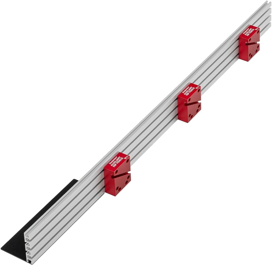 Woodpeckers Auxiliary Rip Fence, 48 Inch Table Saw Fence Extension, Infeed or Outfeed Material Support, T-Track Slots, Clamping Blocks - ARF-48