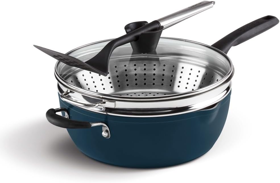 Cuisinart Preferred Pan 4-Pc Set - Nouveau Navy (4.5 Qt. Multi-Purpose Pan w\/Cover, Steamer, Slotted Turner)