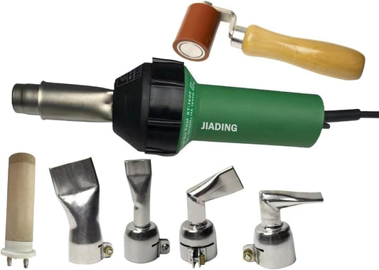 110V 1600W JIADING Professional Hot Air Plastic Welder Hot Air Torch Plastic PVC Welding Gun Welder with Speed Nozzle Roller Heat Element