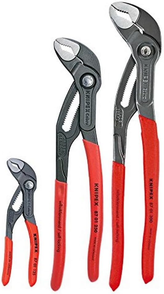 KNIPEX Tools - 3 Piece Cobra Set With Keeper Pouch (87 01 125, 87 01 250, 87 01 300, 9K 00 90 12 US) (9K0080122US)