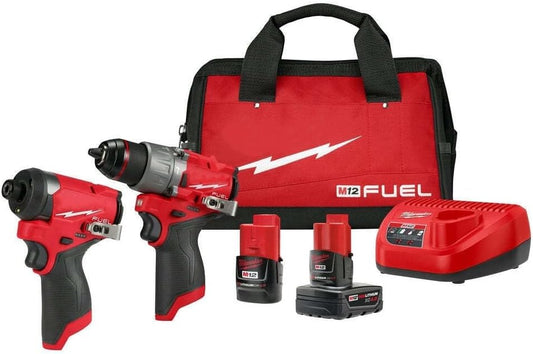 3497-22 For Milwaukee M12 FUEL 12V Cordless Li-Ion 2-Tool Combo Kit w/ 2 Batteries