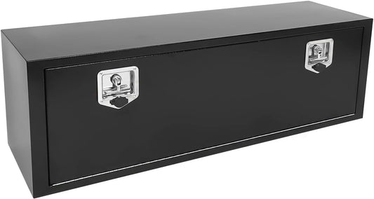 Aikosin 48 Inch Steel Black Underbody Tool Box - Waterproof Truck Tool Chest With Lockable Latch for RVs, ATVs, Trailers & Trucks (48"x14"x16")