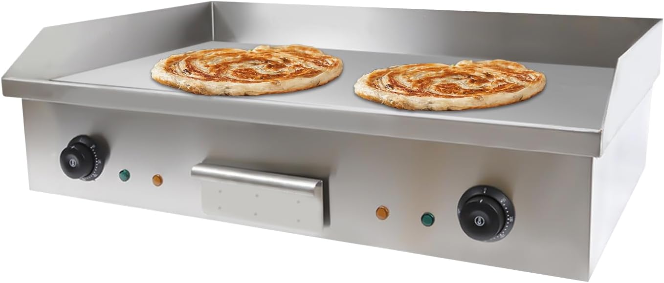 Commercial Electric Countertop Griddle, 110V 3000W Stainless Steel Flat Top Grill with Adjustable Temperature Control, Perfect for Restaurants, Food Trucks, and Home Kitchens