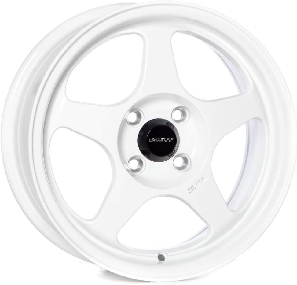 Circuit Performance CP22 15×6.5 Gloss White 4×100 [+35mm] Wheels Spoon Style Rims compatible with Honda Civic EK EG, Acura Integra DC2, BMW E30, Mazda Miata