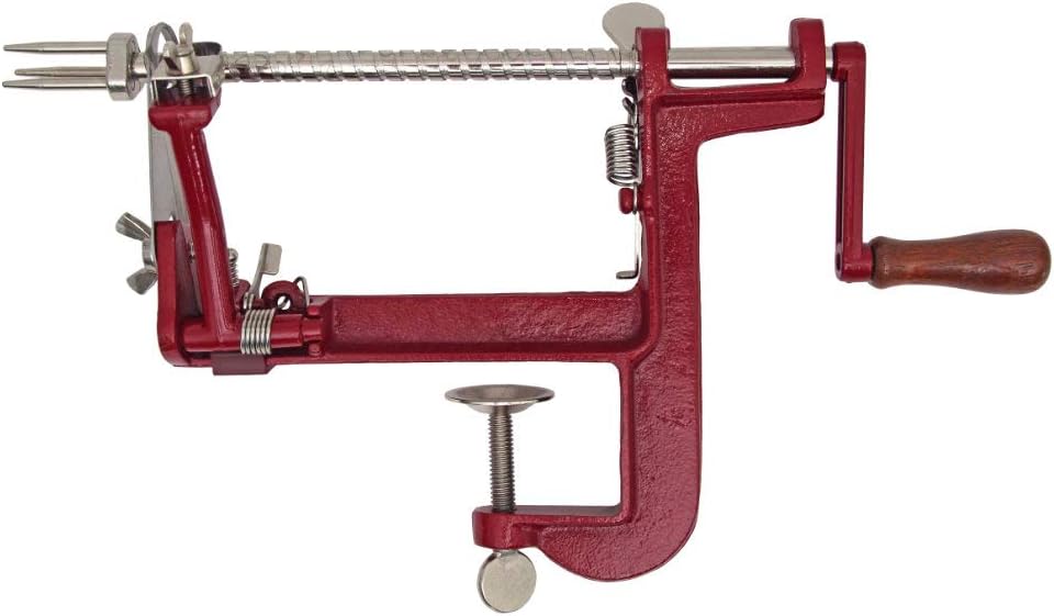 Johnny Apple Peeler, Heavy Duty Cast Iron Peeler with Stainless Steel Corer Slicer and Peeler Blades and a Strong Clamp Base, Apple Pie or Apple Crisp Maker